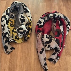 2 Leopard Print Scarves